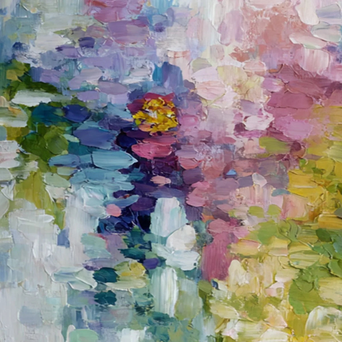 GARDEN REVERIE: Colorful Abstract Floral Impasto Painting Set | rectangular format, hand-painted canvas edge