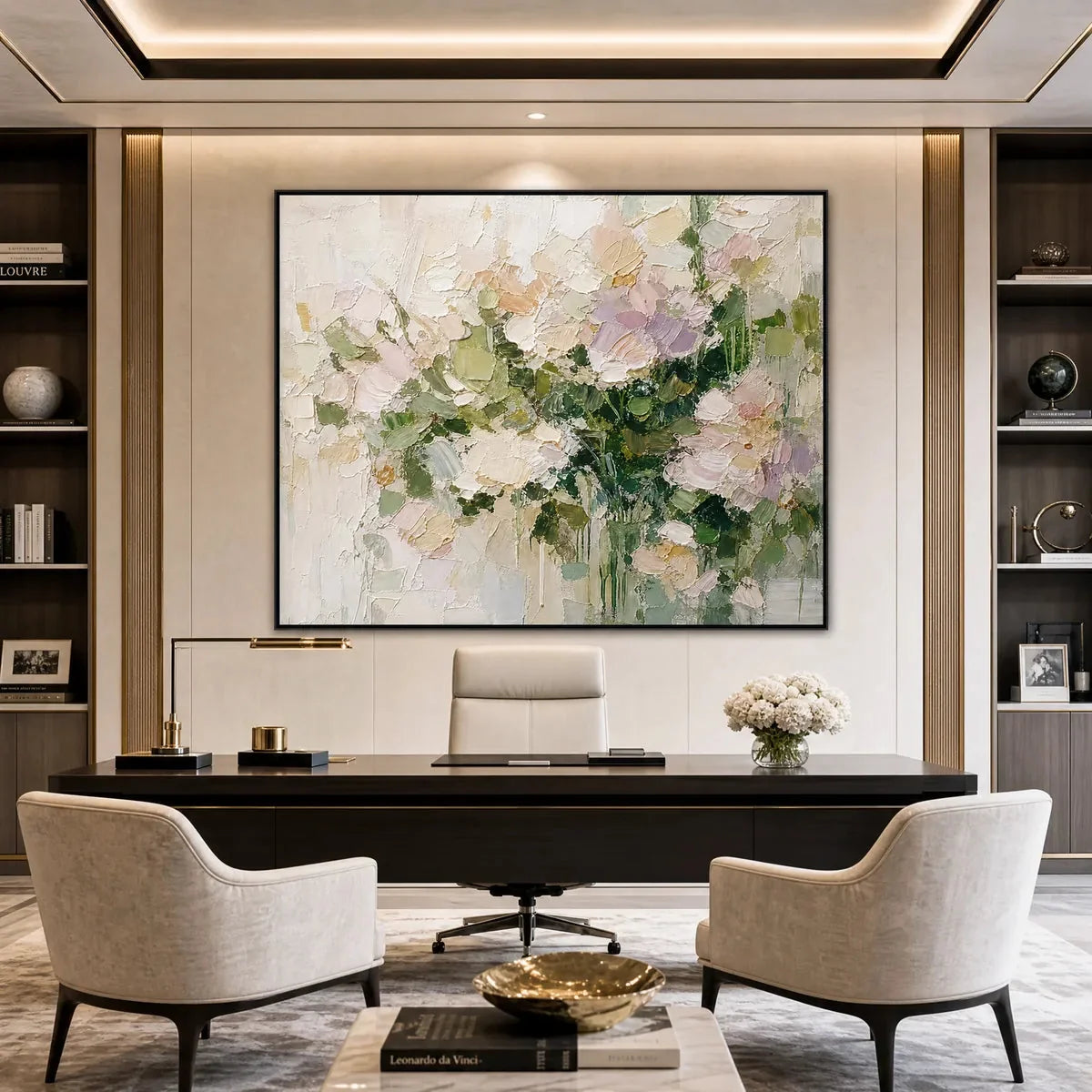 GARDEN REVERIE Square Floral Impasto Wall Art Oil Painting | rolled canvas, ready for custom framing
