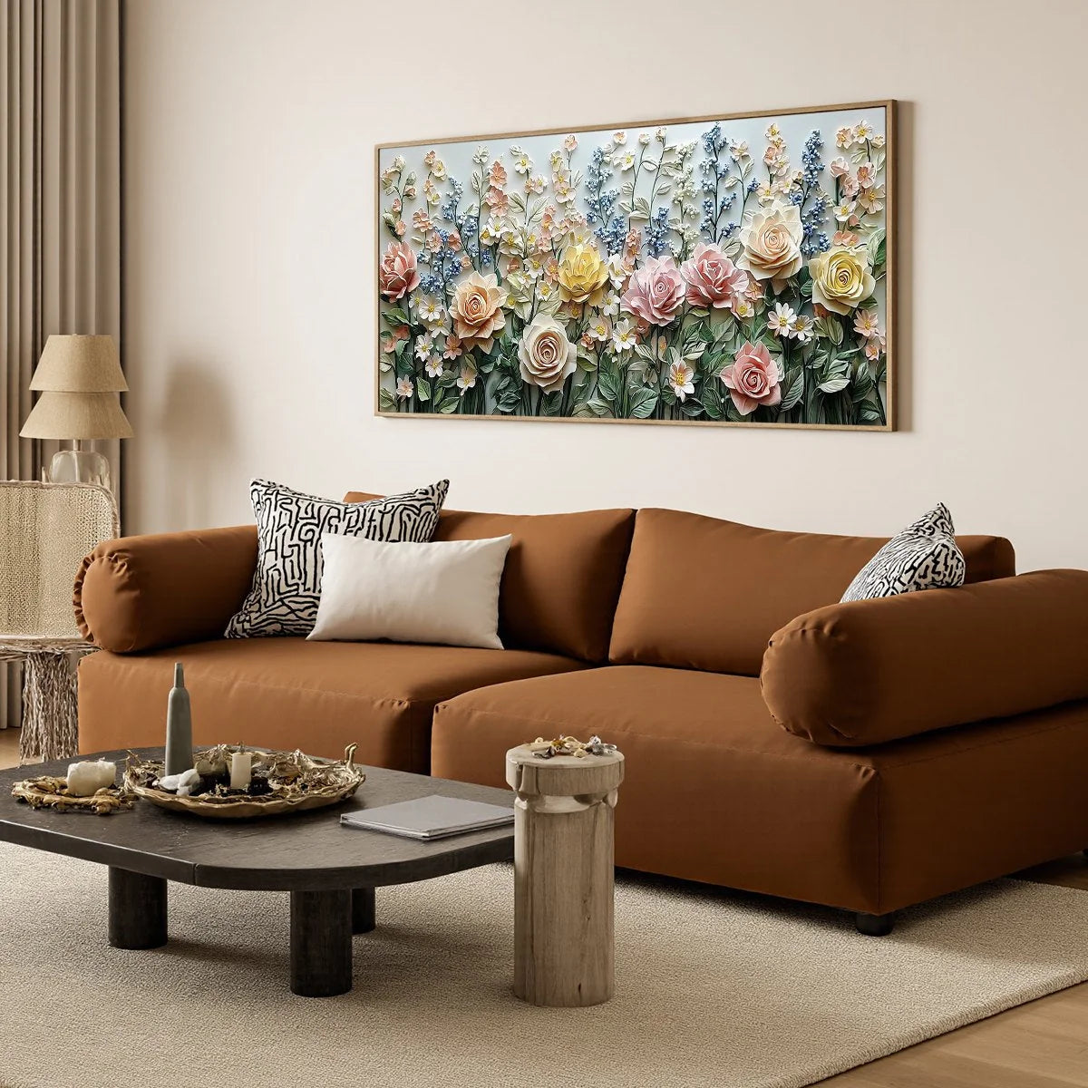 GARDEN RHAPSODY: Textured Floral Oil Painting | rolled canvas, ready for custom framing