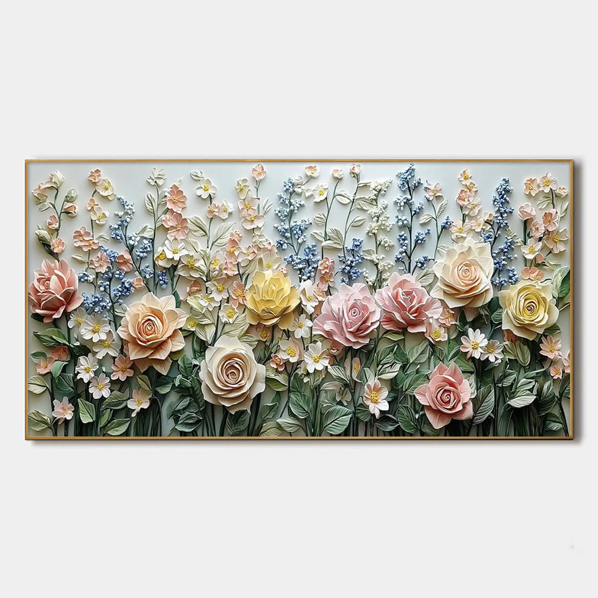 GARDEN RHAPSODY: Textured Floral Oil Painting | hanging in living room, Abstract wall art