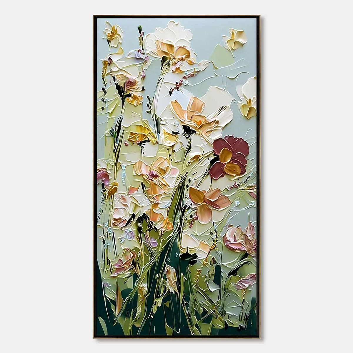 Garden Serenade Impasto Floral Painting | Textured Oil Wall Art | hanging in living room, Abstract wall art