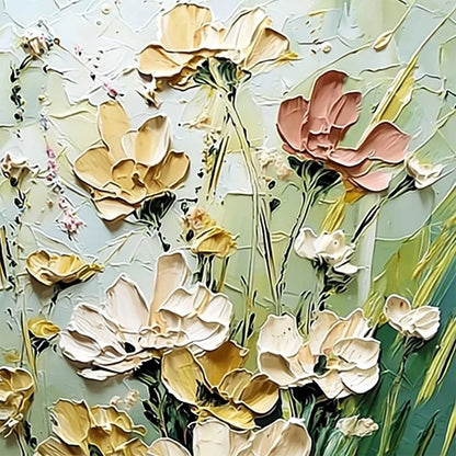 GARDEN SERENADE: Textured Impasto Painting of a Wildflower Meadow | rolled canvas, ready for custom framing