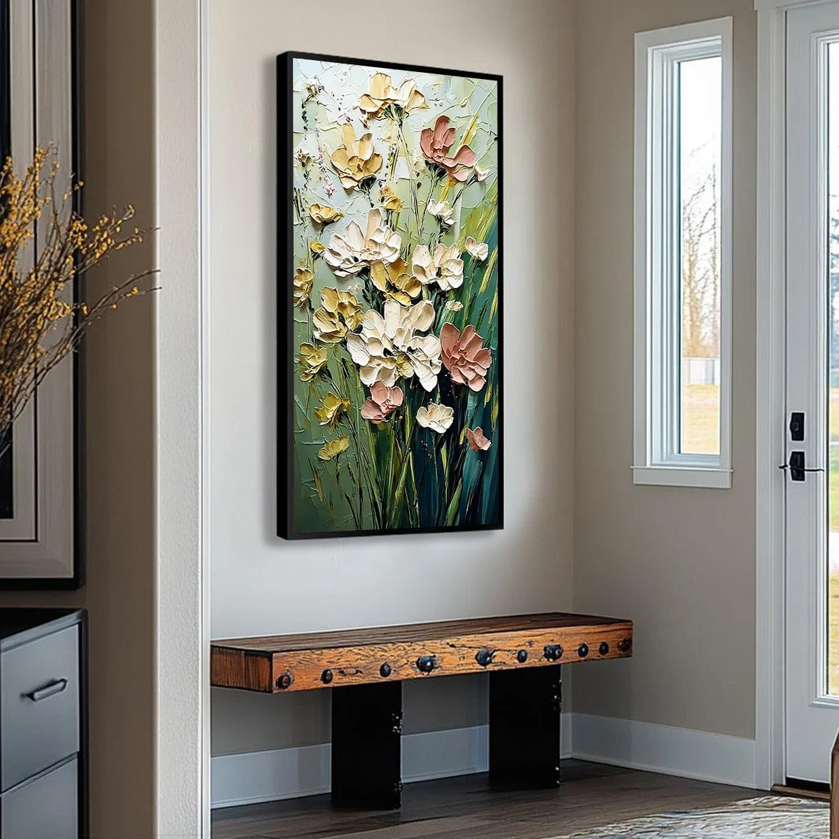 GARDEN SERENADE: Textured Impasto Painting of a Wildflower Meadow | multi-color palette, original oil on stretched canvas art