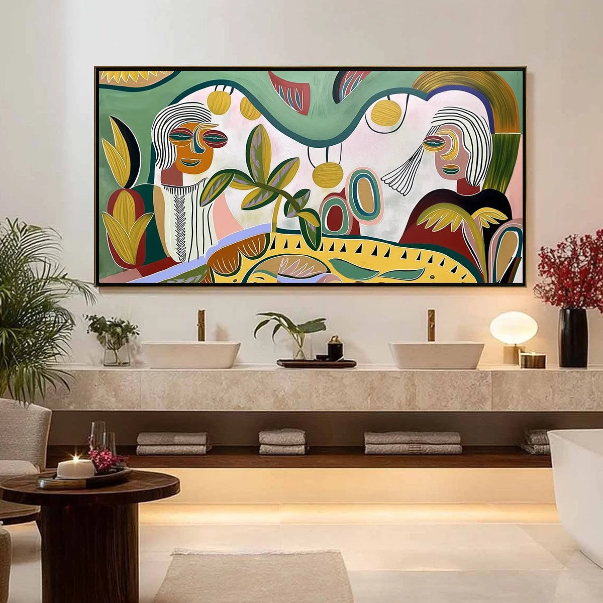 GARDEN WHISPERS: Colorful Abstract Figurative Painting for Modern Spaces | Figurative closeup, raised brushwork detail