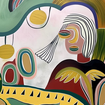 GARDEN WHISPERS: Colorful Abstract Figurative Painting for Modern Spaces | rolled canvas, ready for custom framing