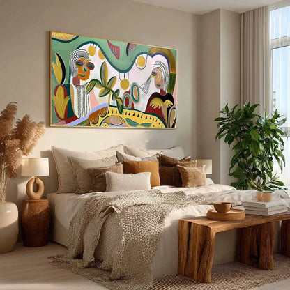 GARDEN WHISPERS: Colorful Abstract Figurative Painting for Modern Spaces | multi-color palette, original oil on stretched canvas art