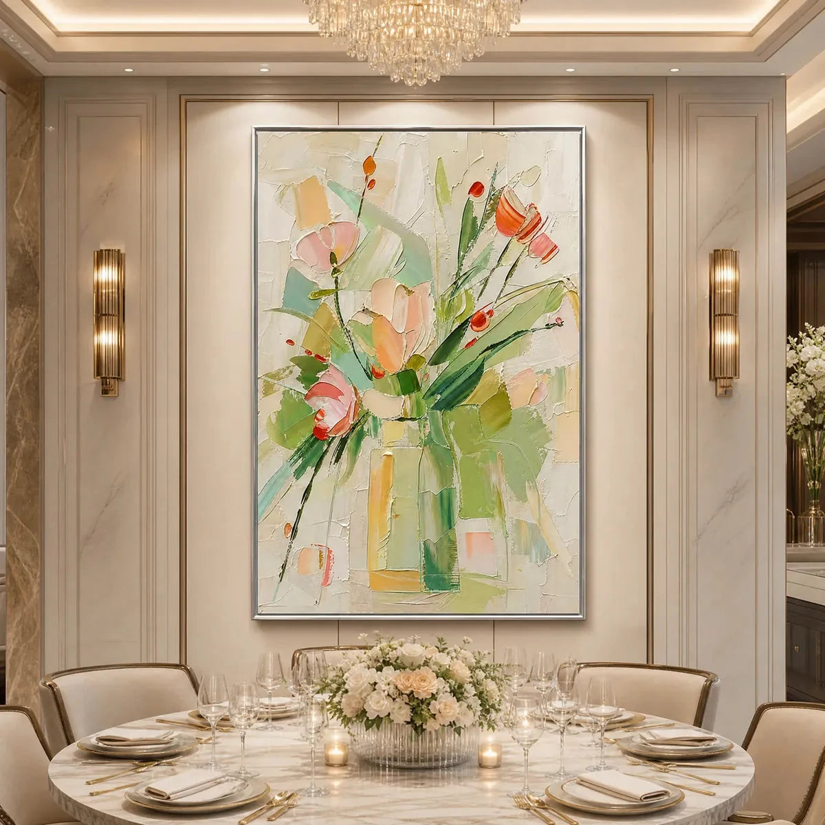 GARDEN'S BREATH: Textured Impasto Floral Still Life Oil Painting | rolled canvas, ready for custom framing