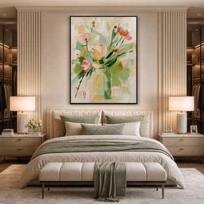 GARDEN'S BREATH: Textured Impasto Floral Still Life Oil Painting | Figurative mood, soft natural light studio shot
