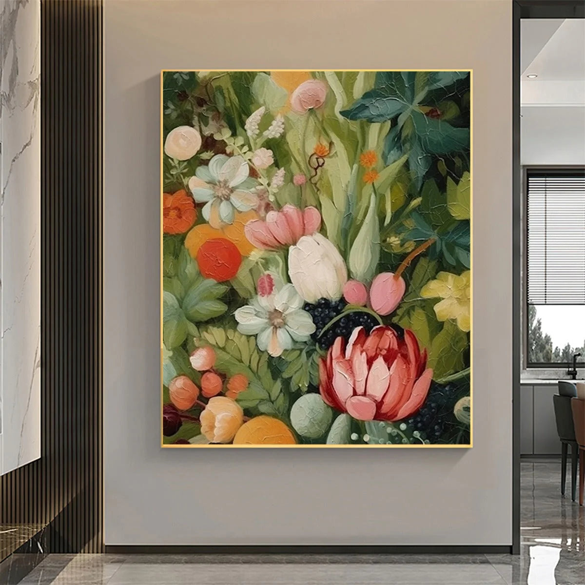 GARDEN'S GRACE: Textured Floral Still Life Oil Painting | Figurative closeup, raised brushwork detail