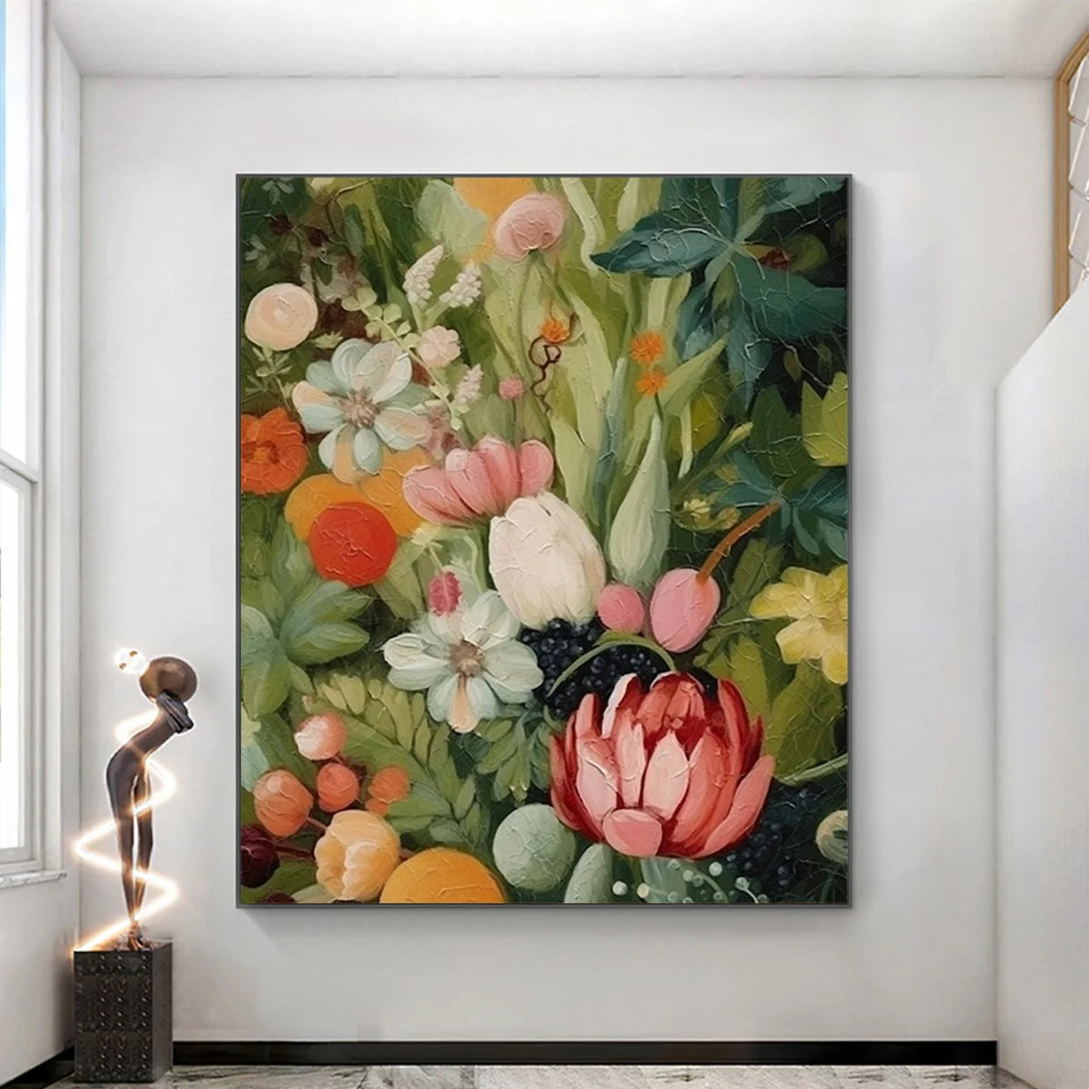 GARDEN'S GRACE: Textured Floral Still Life Oil Painting | Figurative mood, soft natural light studio shot