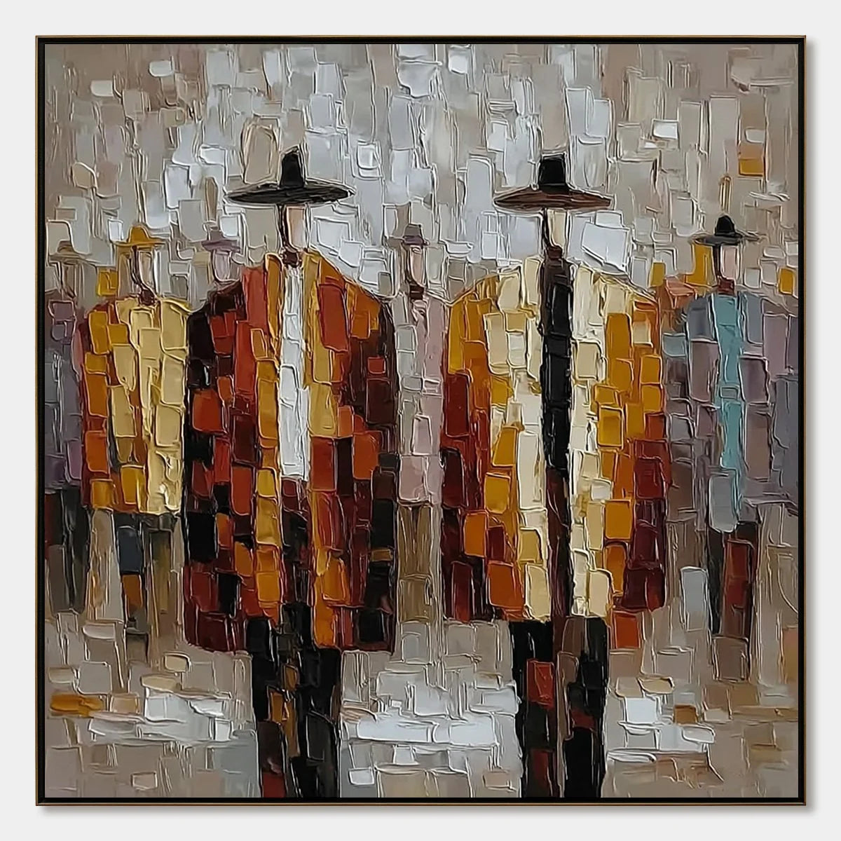 THE GATHERING: Abstract Figurative Palette Knife Impasto Painting | hanging in living room, Figurative wall art