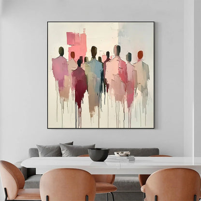 GATHERING: Abstract Figurative Palette Knife Oil Painting | Figurative closeup, raised brushwork detail
