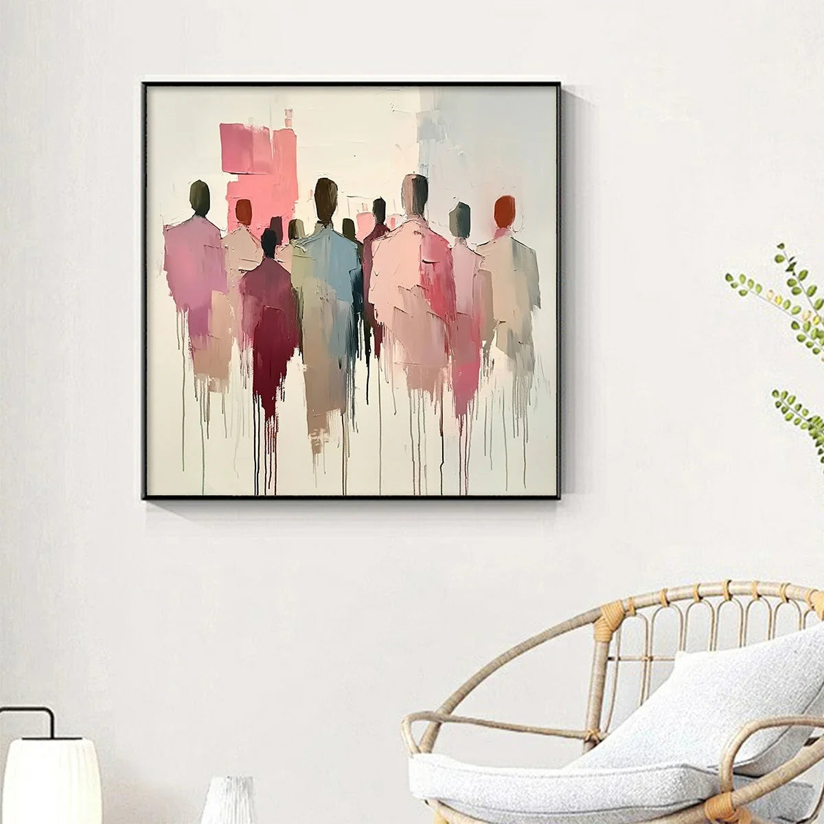 GATHERING: Abstract Figurative Palette Knife Oil Painting | rolled canvas, ready for custom framing