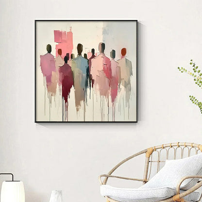 GATHERING: Abstract Figurative Palette Knife Oil Painting | rolled canvas, ready for custom framing