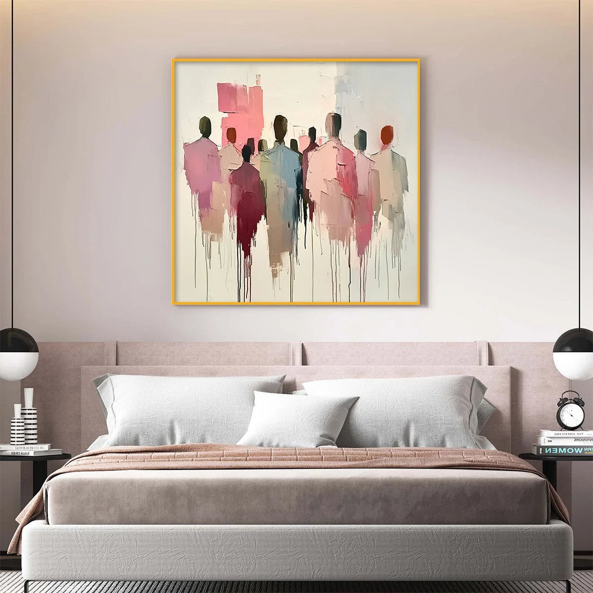 GATHERING: Abstract Figurative Palette Knife Oil Painting | Figurative mood, soft natural light studio shot