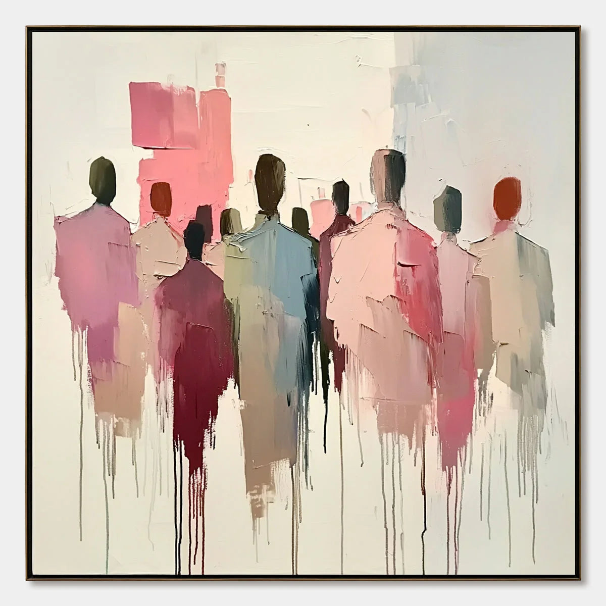 GATHERING: Abstract Figurative Palette Knife Oil Painting | hanging in living room, Figurative wall art