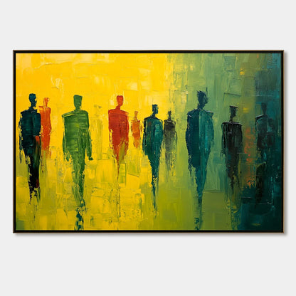 GATHERING LIGHT: Vibrant Abstract Figurative Oil Painting | hanging in living room, Figurative wall art