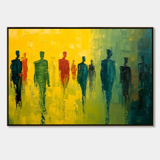 GATHERING LIGHT: Vibrant Abstract Figurative Oil Painting | hanging in living room, Figurative wall art