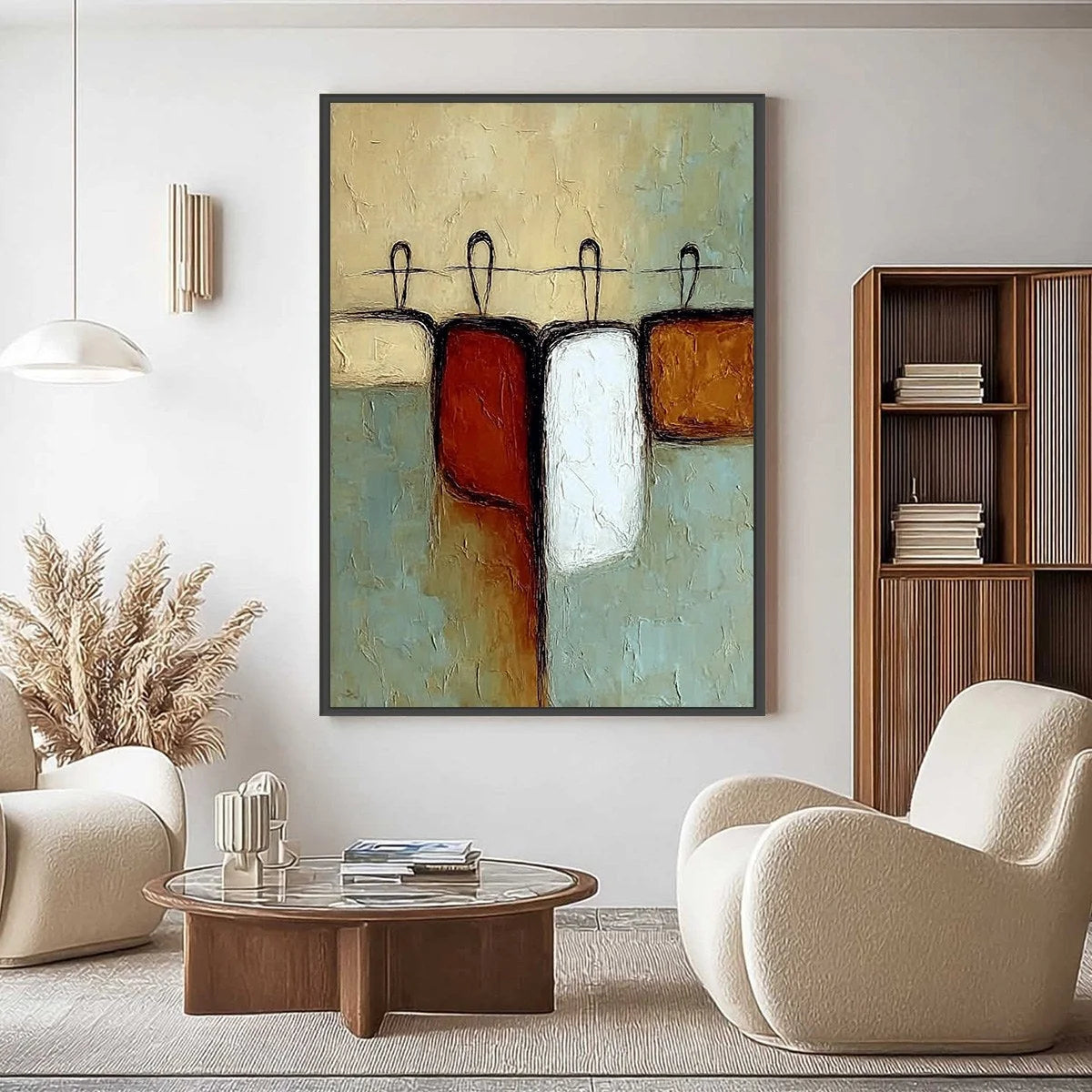 GATHERING: Textured Wabi Sabi Abstract Figurative Painting | Figurative closeup, raised brushwork detail