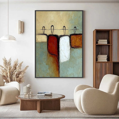 GATHERING: Textured Wabi Sabi Abstract Figurative Painting | Figurative closeup, raised brushwork detail