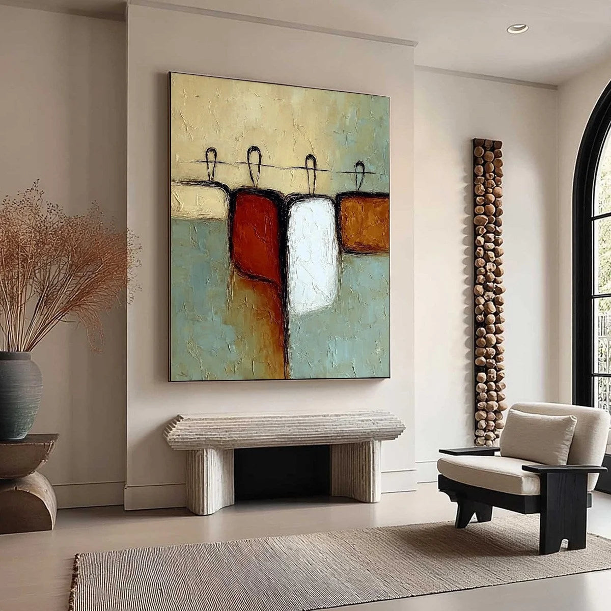 GATHERING: Textured Wabi Sabi Abstract Figurative Painting | multi-color palette, original oil on stretched canvas art