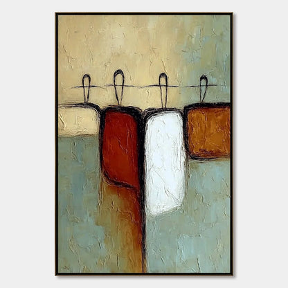 GATHERING: Textured Wabi Sabi Abstract Figurative Painting | hanging in living room, Figurative wall art