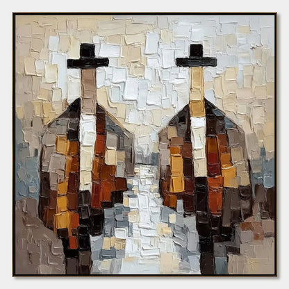 The Gentlemen'S Accord impasto painting, hand-painted by UArtShow