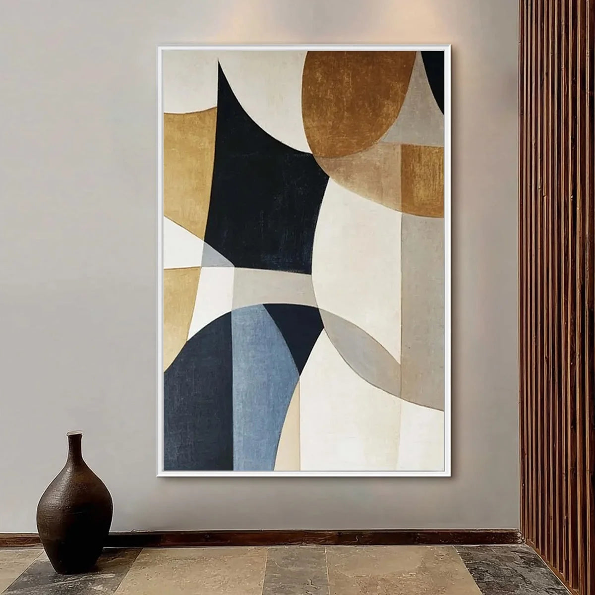 GEOMETRIC BALANCE: Abstract Minimalist Geometric Oil Painting | Minimalist closeup, raised brushwork detail