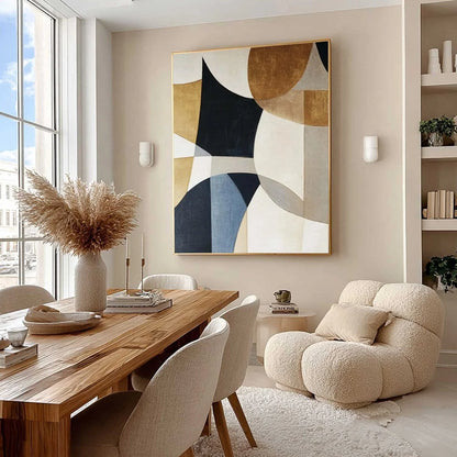 GEOMETRIC BALANCE: Abstract Minimalist Geometric Oil Painting | rolled canvas, ready for custom framing