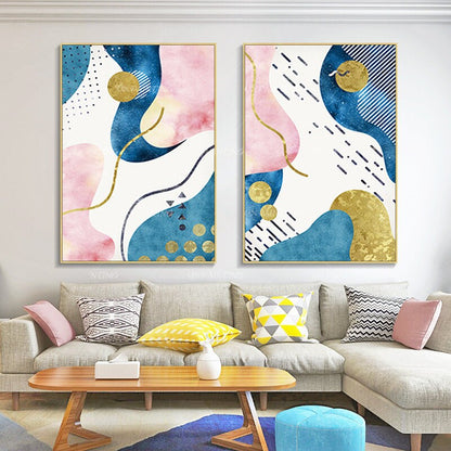 Geometrische kunst 3 stuks muurkunst gouden kunst abstracte acrylschilderijen op #13