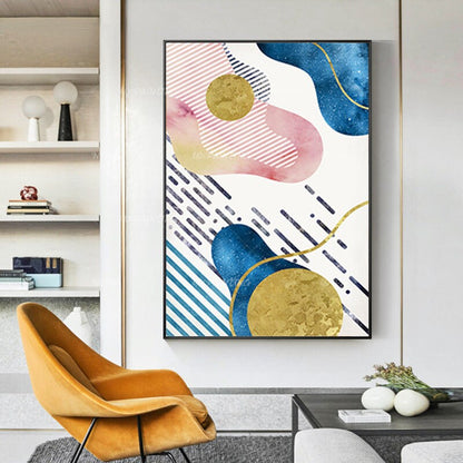 Geometrische kunst 3 stuks muurkunst gouden kunst abstracte acrylschilderijen op #5