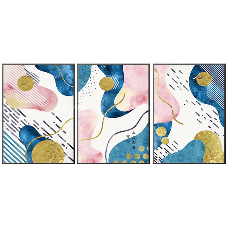 Geometrische kunst 3 stuks muurkunst gouden kunst abstracte acrylschilderijen op #10