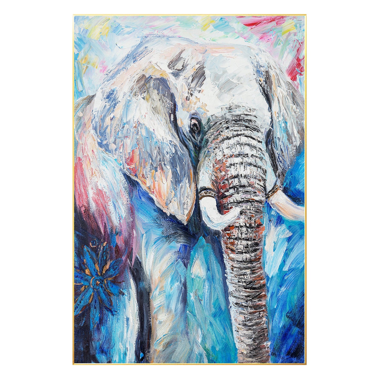 Getextureerde olifant schilderij op canvas: grote kleurrijke muurkunst #18