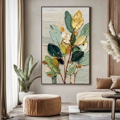 GILDED BOTANICA: Textured Palette Knife Floral Oil Painting | Abstract closeup, raised brushwork detail