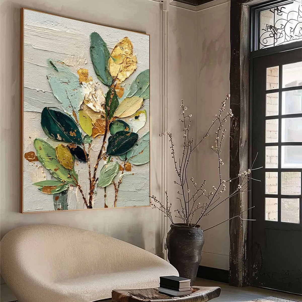 GILDED BOTANICA: Textured Palette Knife Floral Oil Painting | yellow palette, original oil on stretched canvas art