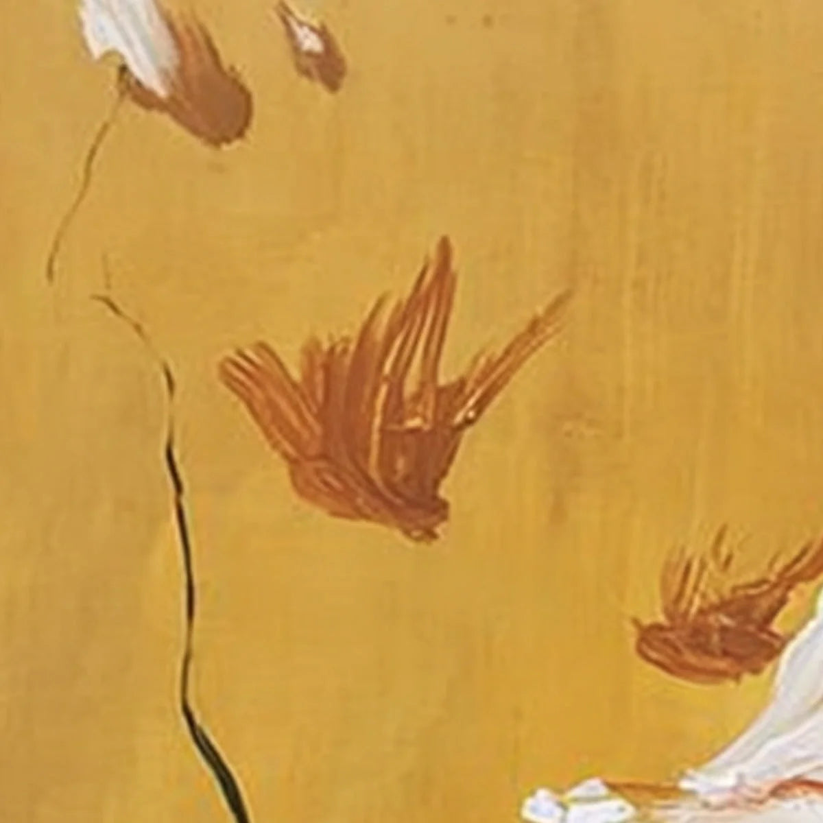 GILDED WING | Square Yellow Abstract Oil Painting for Wall Art | rolled canvas, ready for custom framing