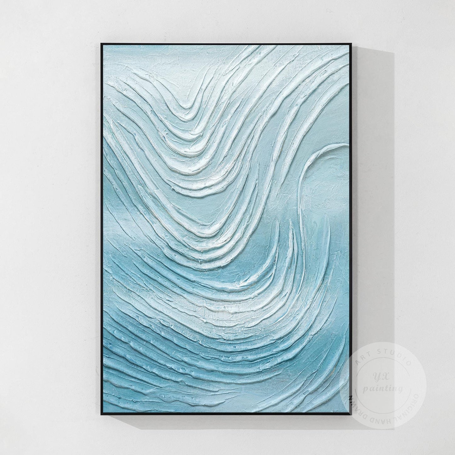 Gipskunst abstracte oceaangolven: getextureerde kustschildering #18