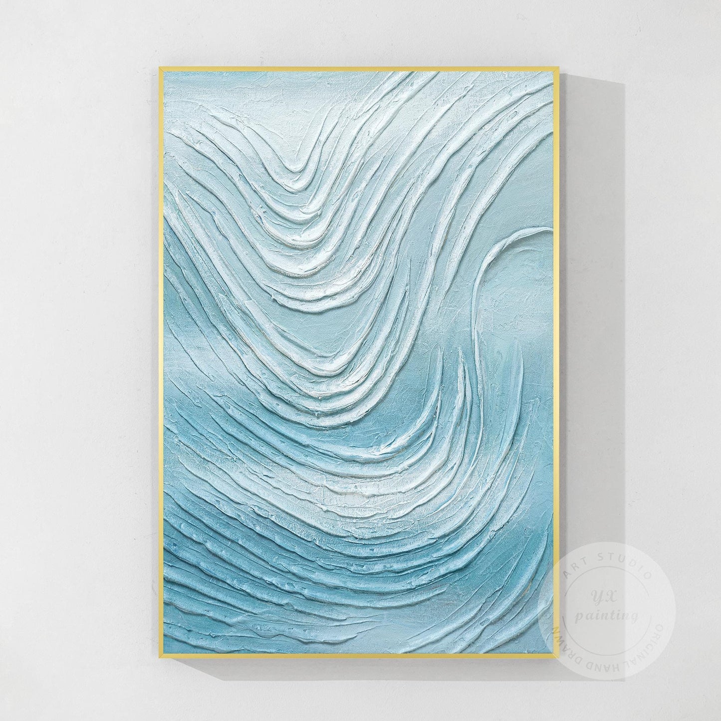 Gipskunst abstracte oceaangolven: getextureerde kustschildering #19