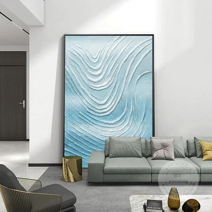 Gipskunst abstracte oceaangolven: getextureerde kustschildering #5