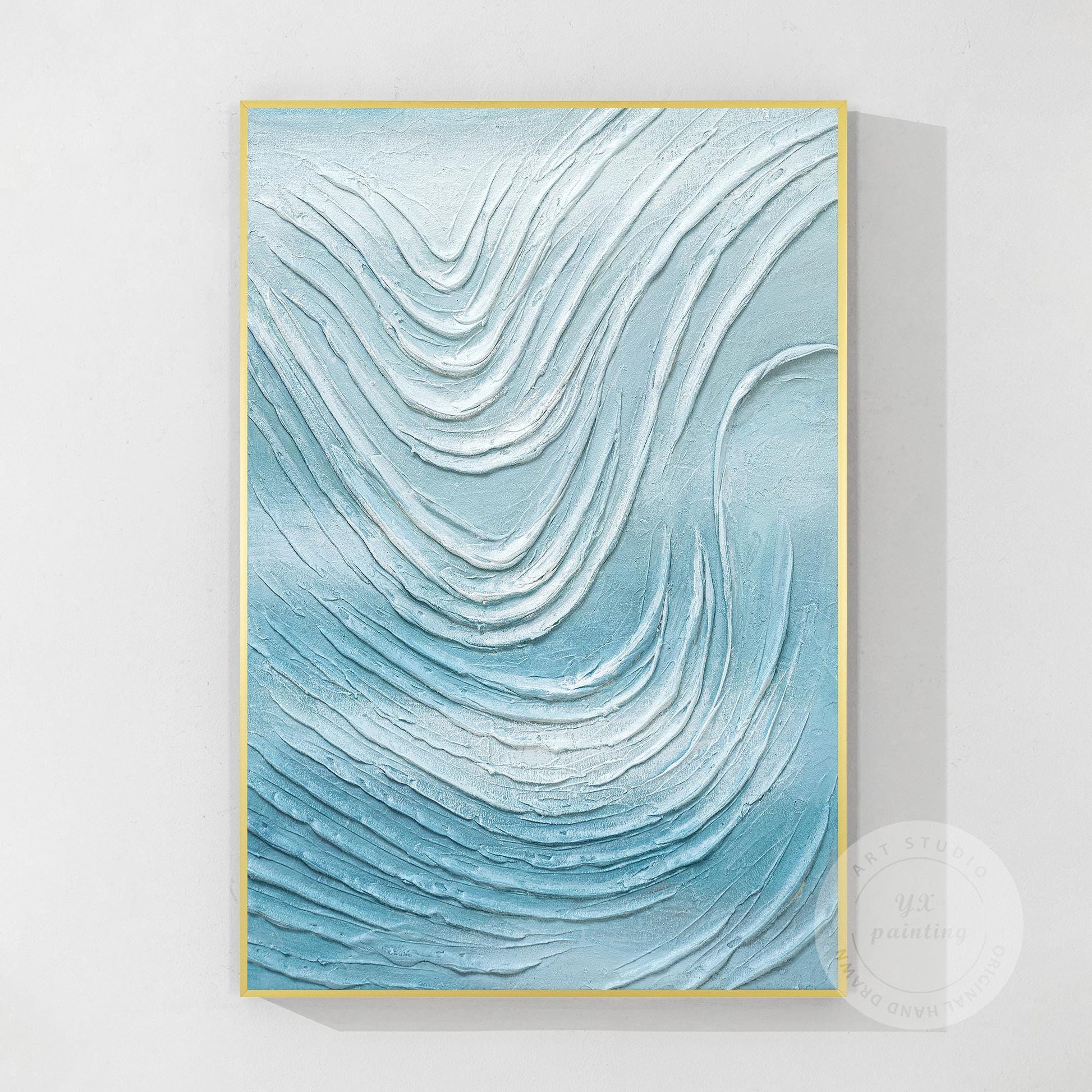 Gipskunst abstracte oceaangolven: getextureerde kustschildering #9