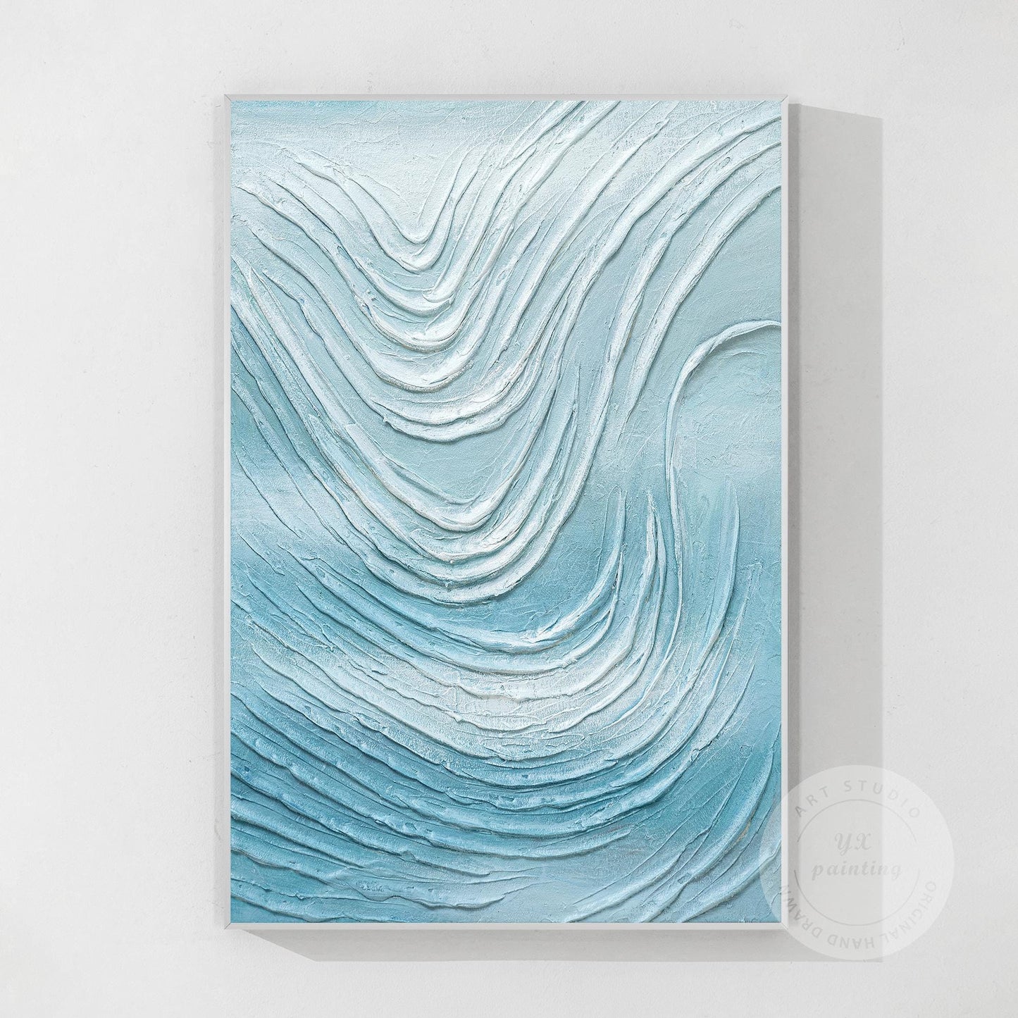 Gipskunst abstracte oceaangolven: getextureerde kustschildering #10