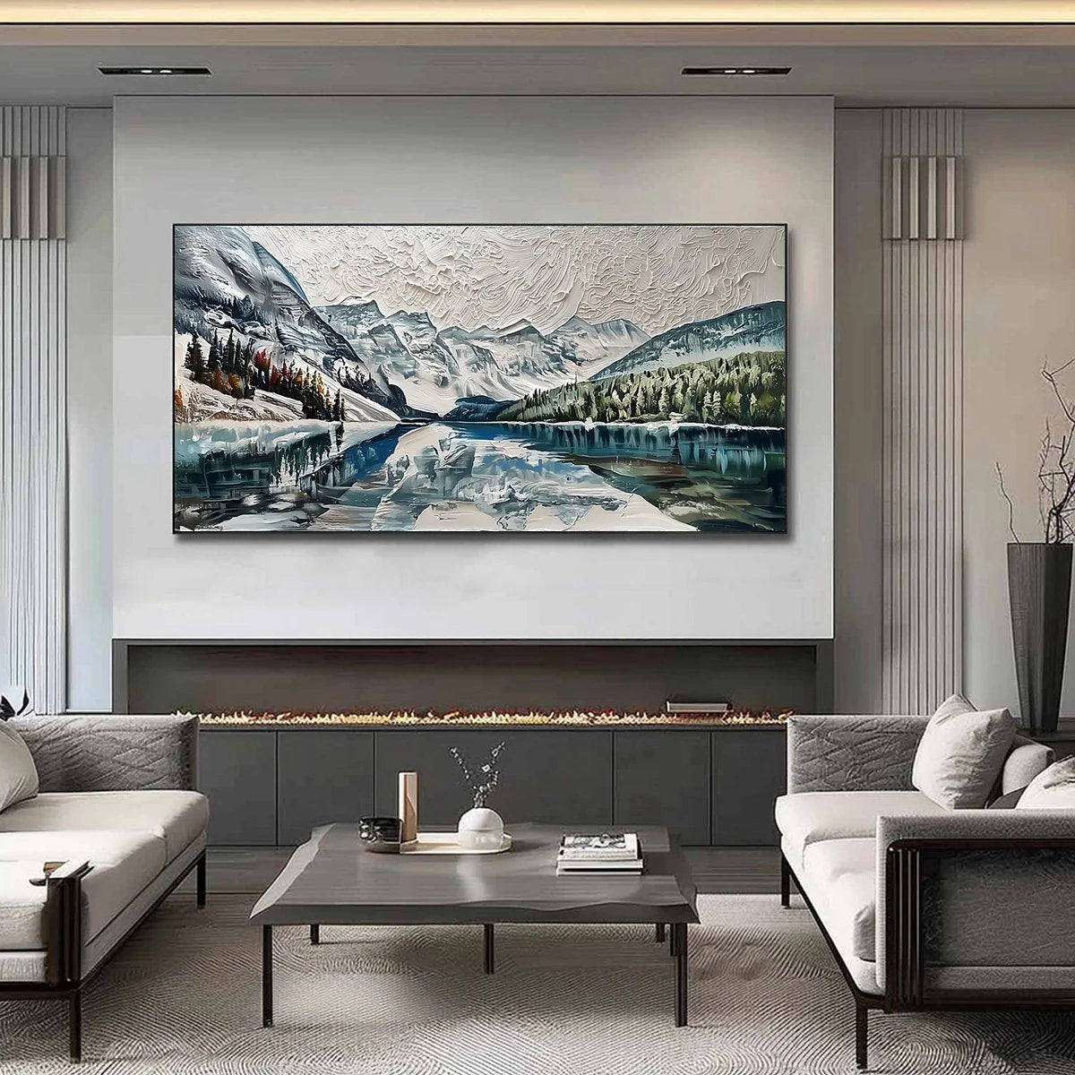 GLACIAL SERENITY: Heavily Textured Impasto Mountain Lake Painting | Abstract closeup, raised brushwork detail