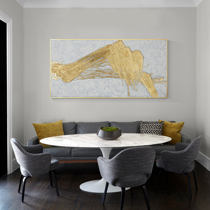 Gold Abstract Textured Painting: Original Framed Canvas Wall Art #2