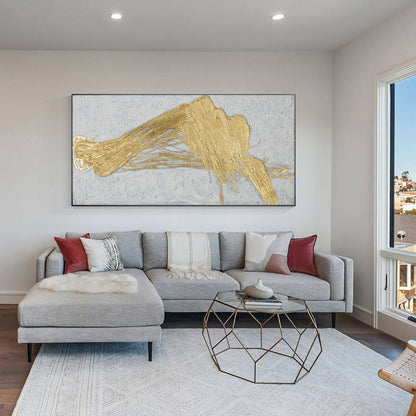Gold Abstract Textured Painting: Original Framed Canvas Wall Art #3