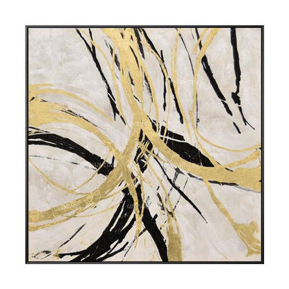 Gold art Abstract Paintings On Canvas art Modern Large Wall art black painting w #10
