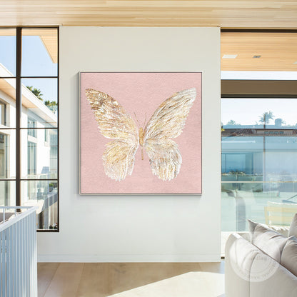 Gold Butterfly Painting: Textured Abstract Canvas Wall Art #2