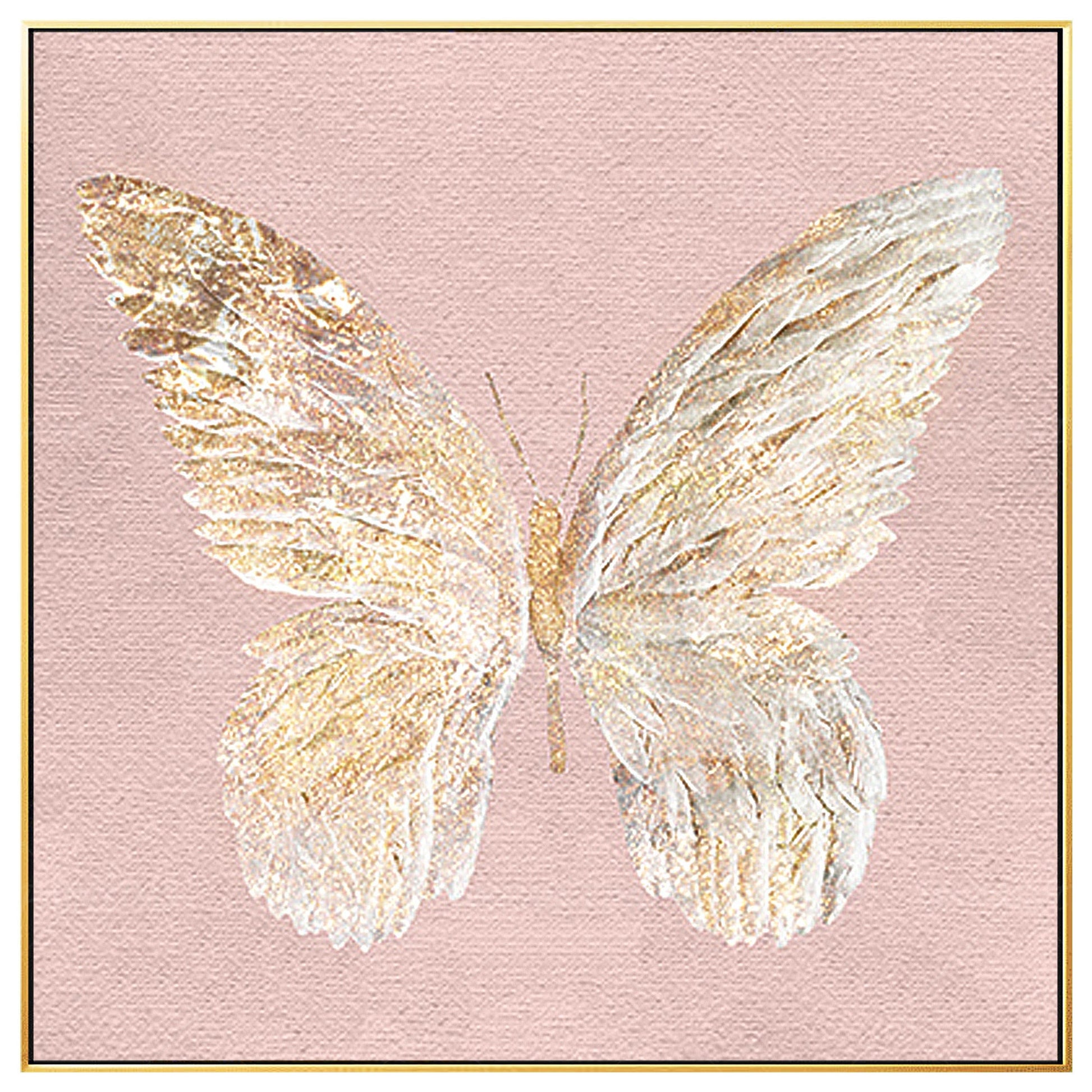 Gold Butterfly Painting: Textured Abstract Canvas Wall Art #7
