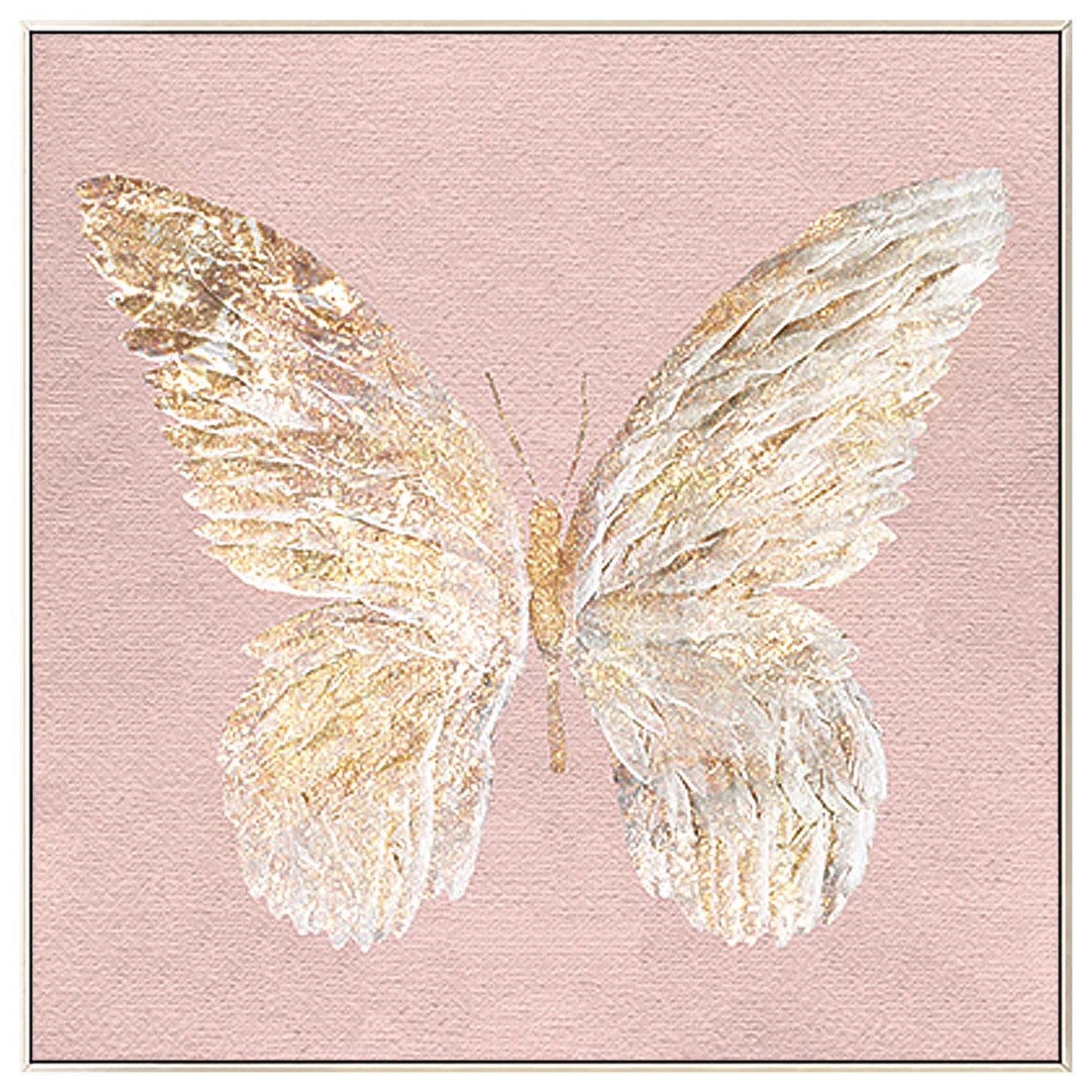 Gold Butterfly Painting: Textured Abstract Canvas Wall Art #8