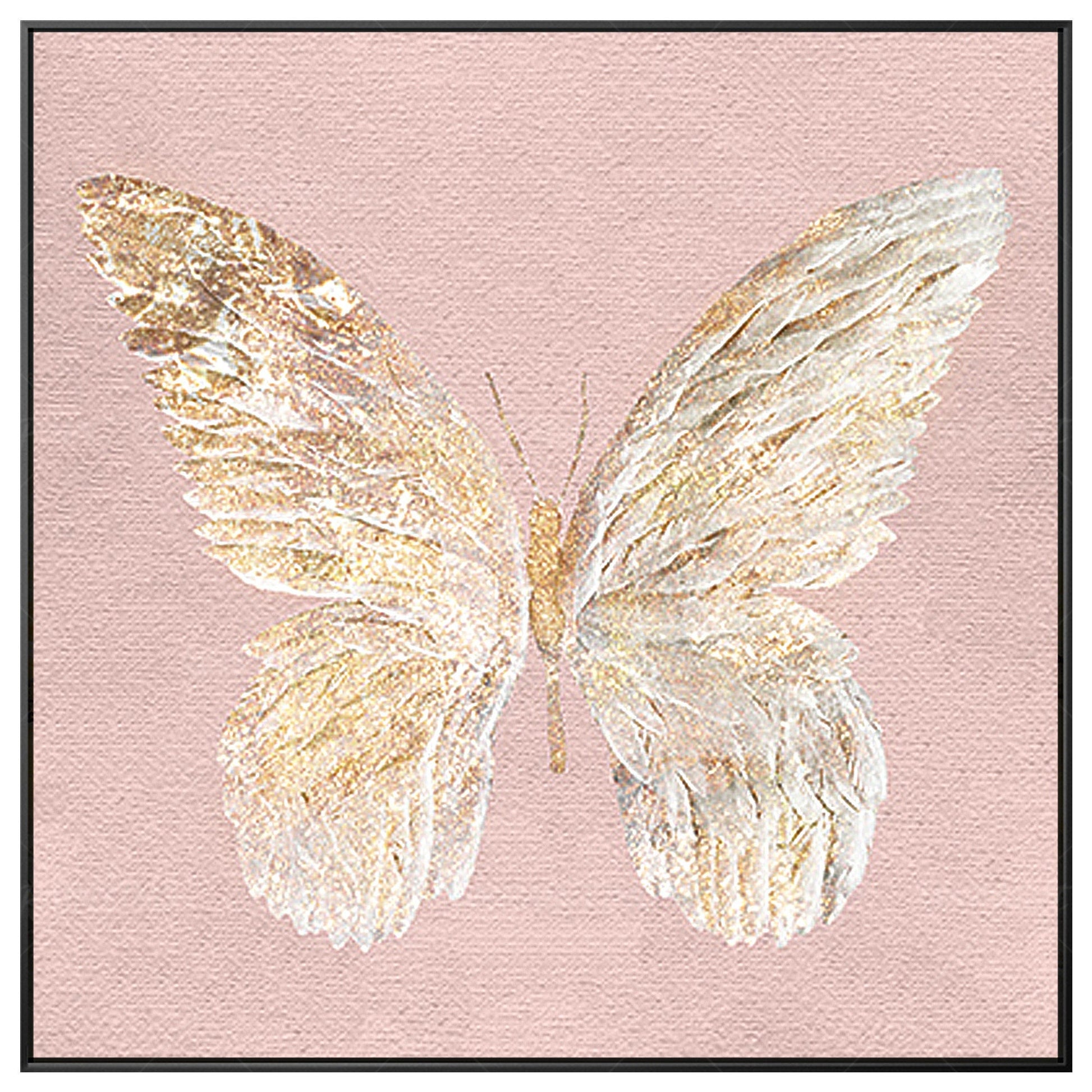 Gold Butterfly Painting: Textured Abstract Canvas Wall Art #9