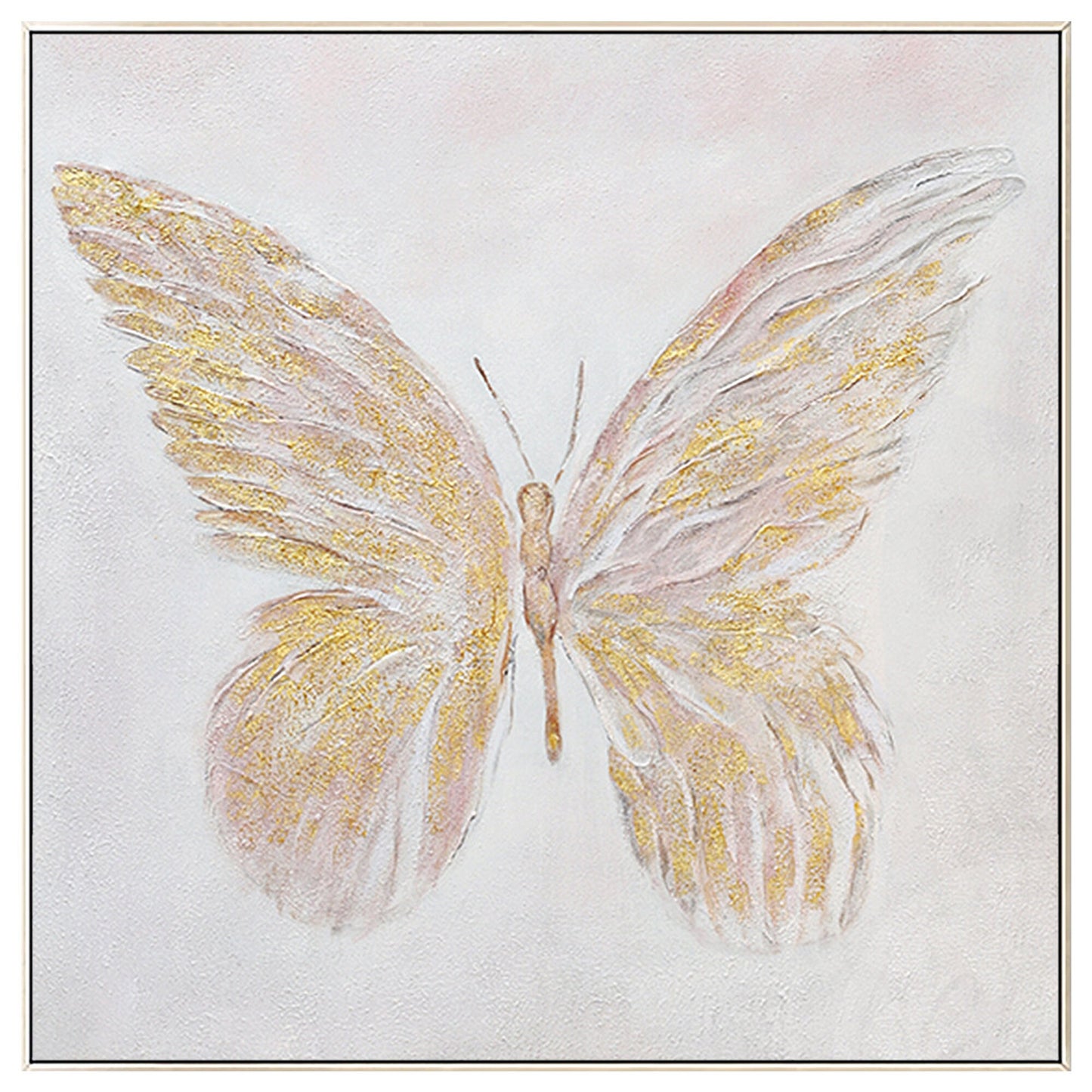 Gold Butterfly Textured Abstract Painting: Modern Square Canvas Art #9